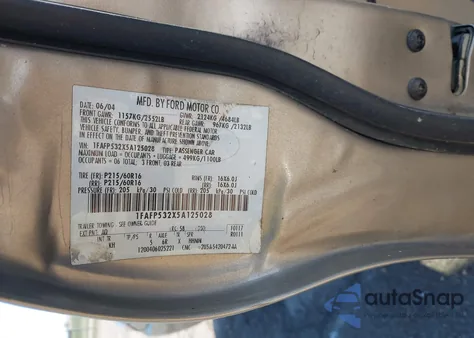 2005 Ford Taurus Se from USA, damaged, VIN 1FAFP532X5A125028